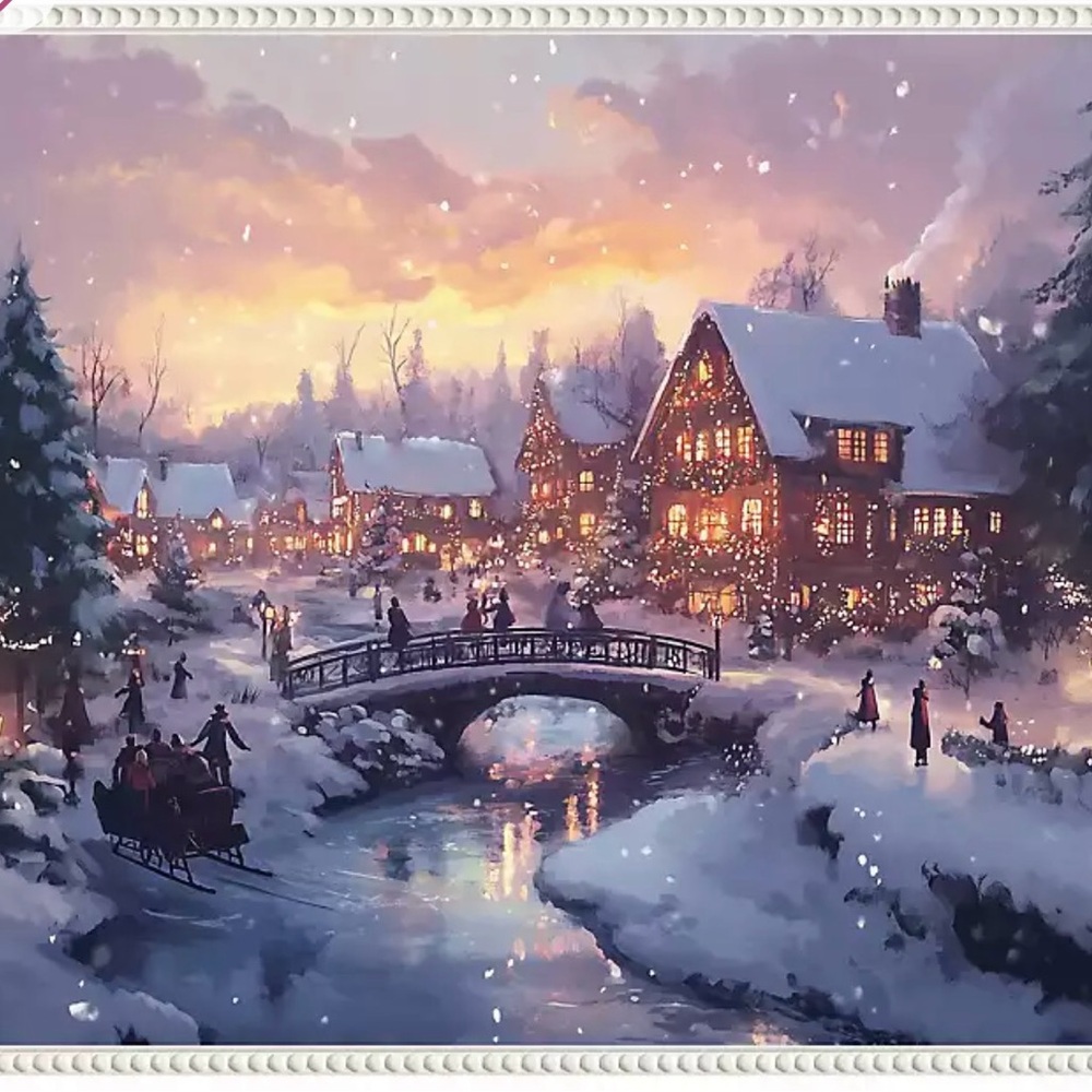Charming Holiday Village Canvas Art